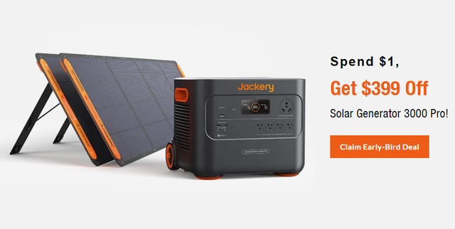 jackery solar generator 3000 pro sale details