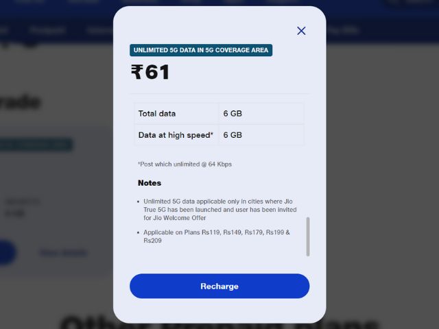 Jio Introduces 5g Upgrade Data Plan In India; Check Out The Details 