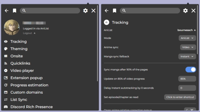 mal-sync settings