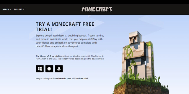 Minecraft free platform