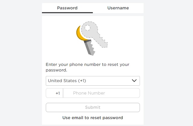 phone to Roblox password