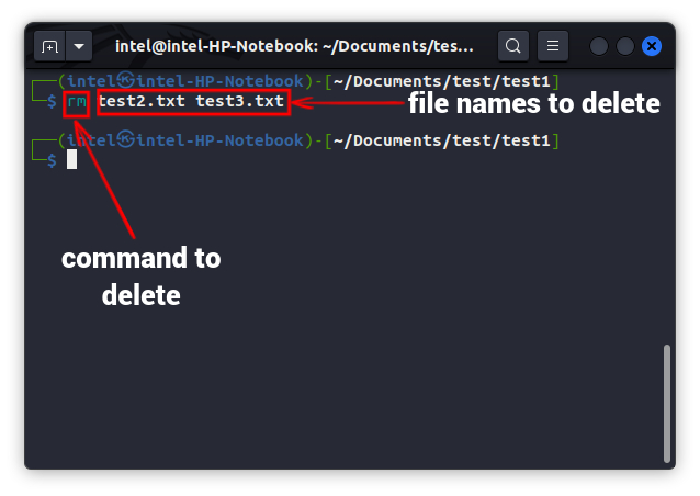 delete multiple files using rm command