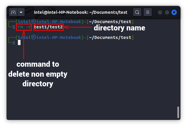delete non-empty directory using rm command