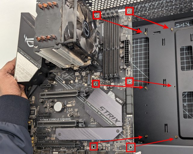 highlighted motherboard contrasts