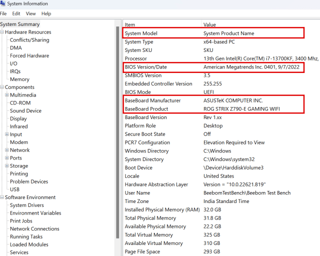 system information utility of windows 11