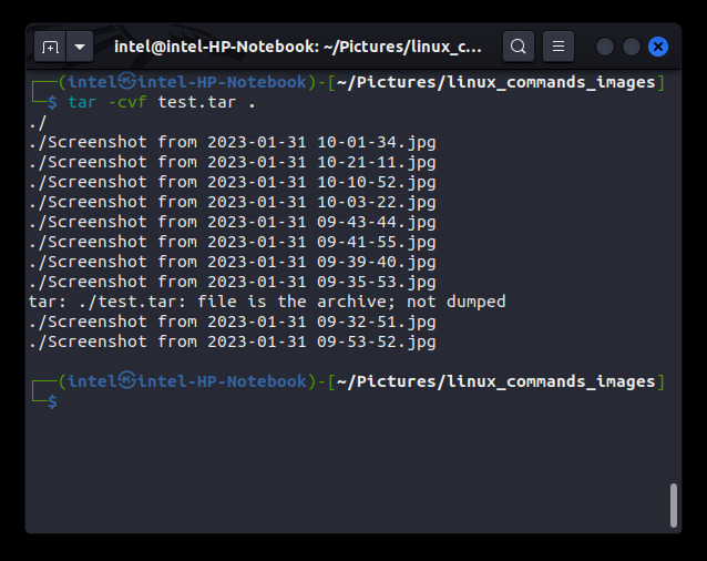 compress all files using tar command