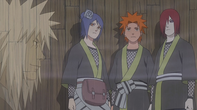 An image of Yahiko, Konan and Nagato in Naruto.