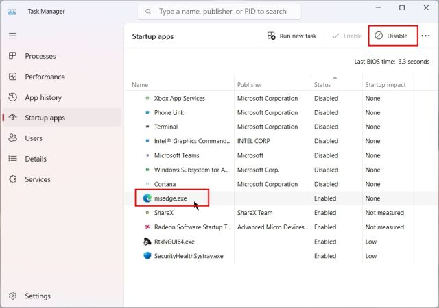 Disable Microsoft Edge From Running During Startup