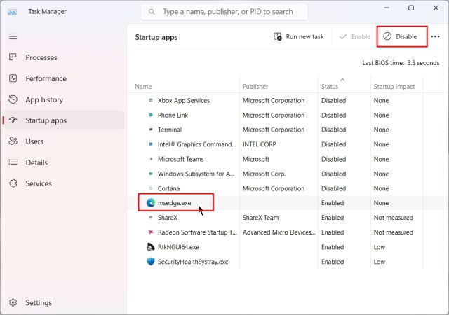 Désactiver Microsoft Edge De L'Exécution Au Démarrage