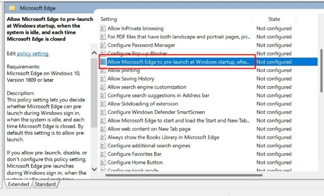 Change Group Policy of Microsoft Edge