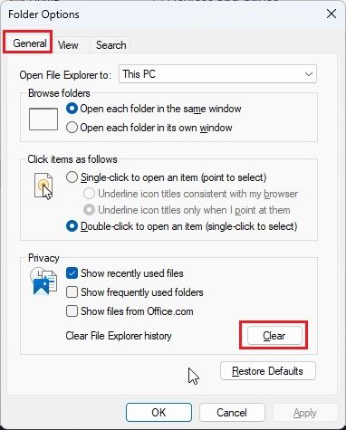 As guias do File Explorer não estão aparecendo no Windows 11? Experimente as 6 Melhores Correções! 9 4. Limpe o cache do explorador de arquivos