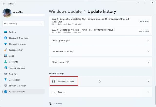6. 新しい Windows 11 22H2 アップデートをインストールします。
