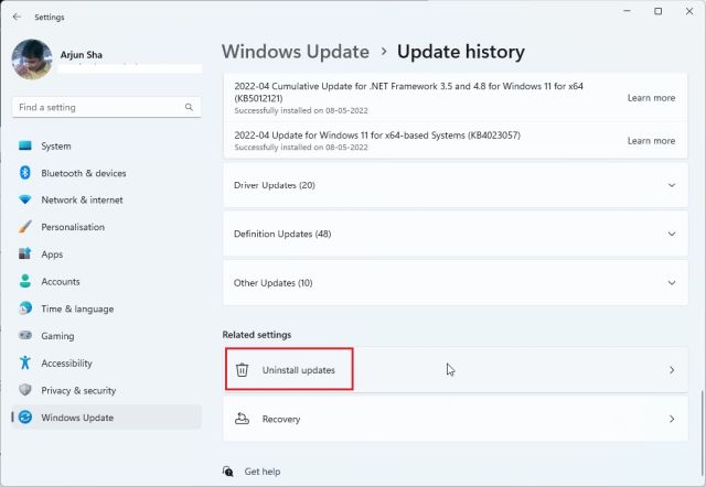 6. Réinstallez La Mise À Jour Windows 11 22H2