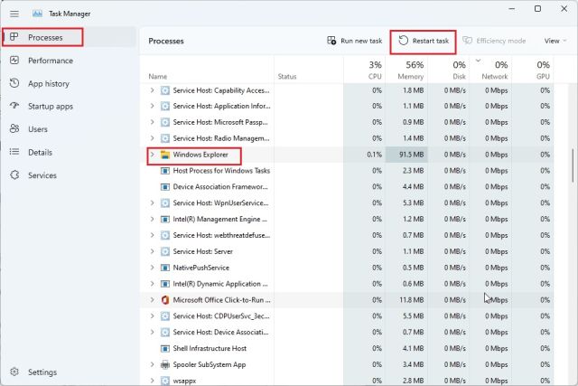 As guias do File Explorer não estão aparecendo no Windows 11? Experimente as 6 Melhores Correções! 6 3. Reinicie o Windows Explorer