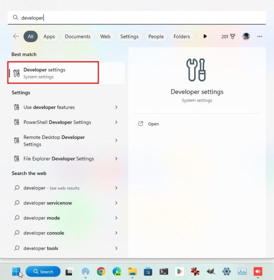 Ativar configurações do desenvolvedor no Windows 11