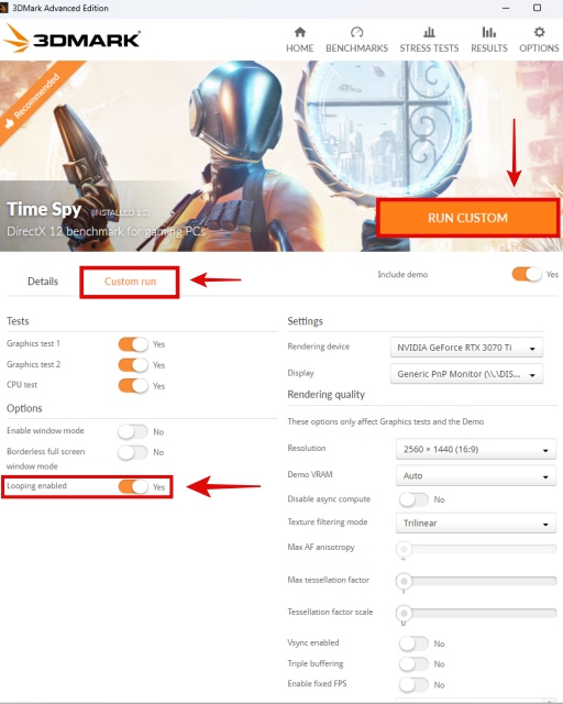 how to run custom 3dmark benchmark