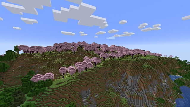 A Cherry Blossom Mountain Cherry Grove Seeds Dans Minecraft