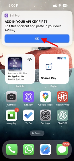 add in your api chatgpt siri