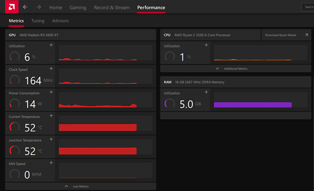 AMD Adrenalin - check Graphics Card Temperature