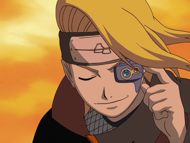 An image of the Akatsuki Member Deidara  in Naruto.