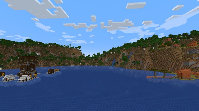 Pos avanzado flotante cerca de las semillas de supervivencia de Minecraft de la aldea