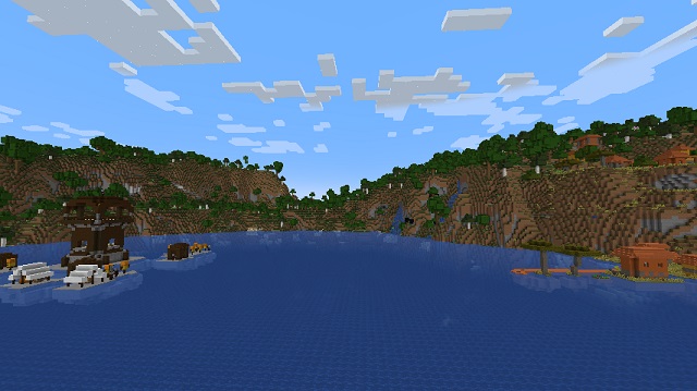 Plovoucí základna poblíž semen vesnice Minecraft Survival