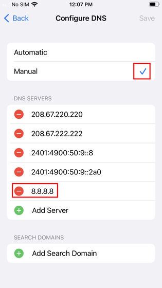Configure DNS settings on iPhone for faster telegram download speed
