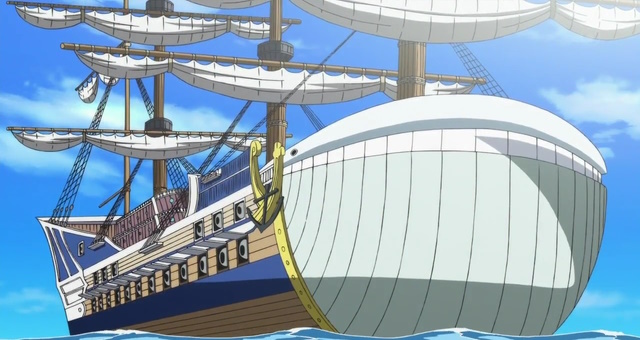 An image of Moby Dick pirate ship in One Piece.
