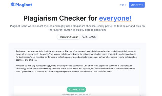 Plagibot ai plagiarism checker 