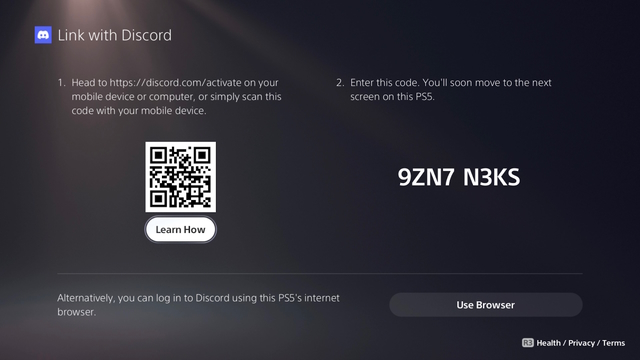 QR碼獲取Discord PS5