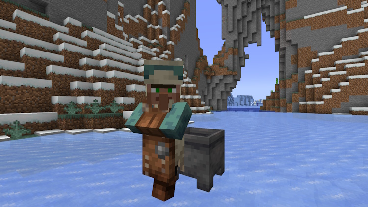 Leatherworker villager next to a cauldron