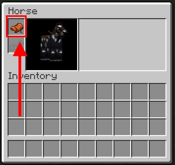 Saddle slot in a horse's inventory