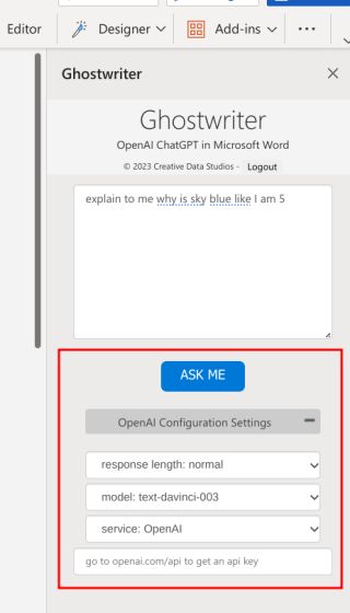 use ChatGPT in Microsoft Word (2023)
