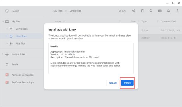 Verwenden Sie das neue Bing auf Chromebook (Linux-Unterstützung erforderlich)