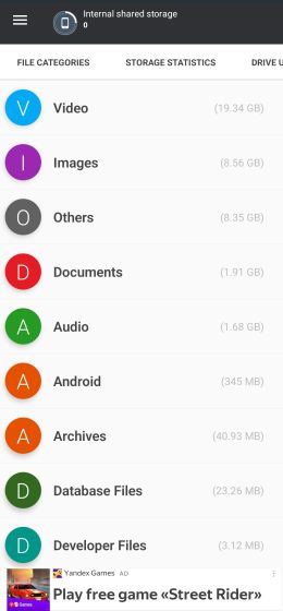 Приложение Storage Analyzer и Disk Usage