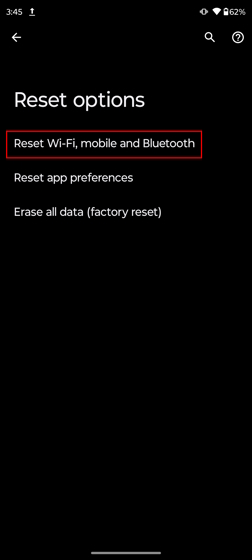 Reset Network Settings on Android