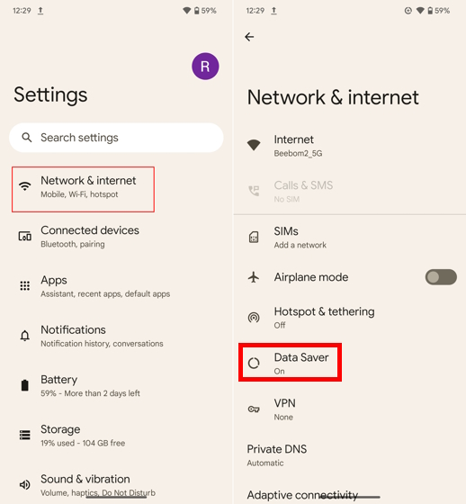 Disable Data Saver on Android and iOS