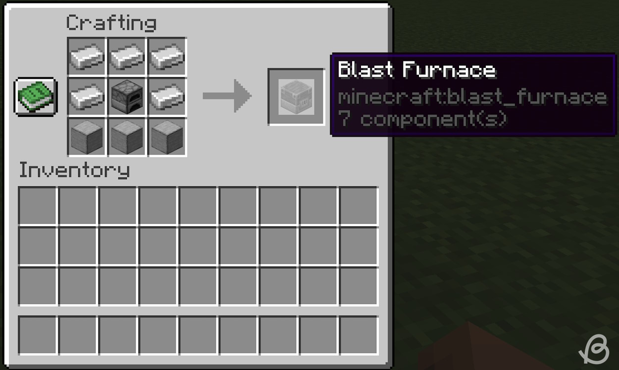 Crafting recipe for a blast furnace