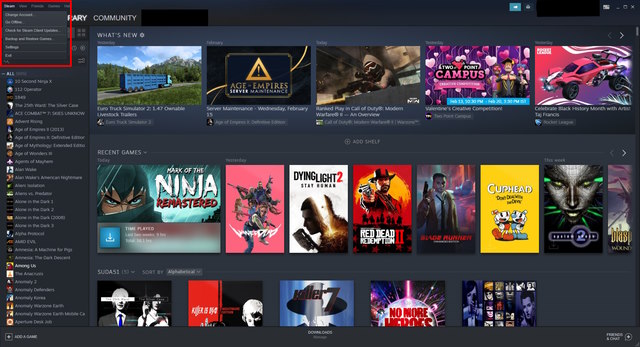 Steam Context Menu