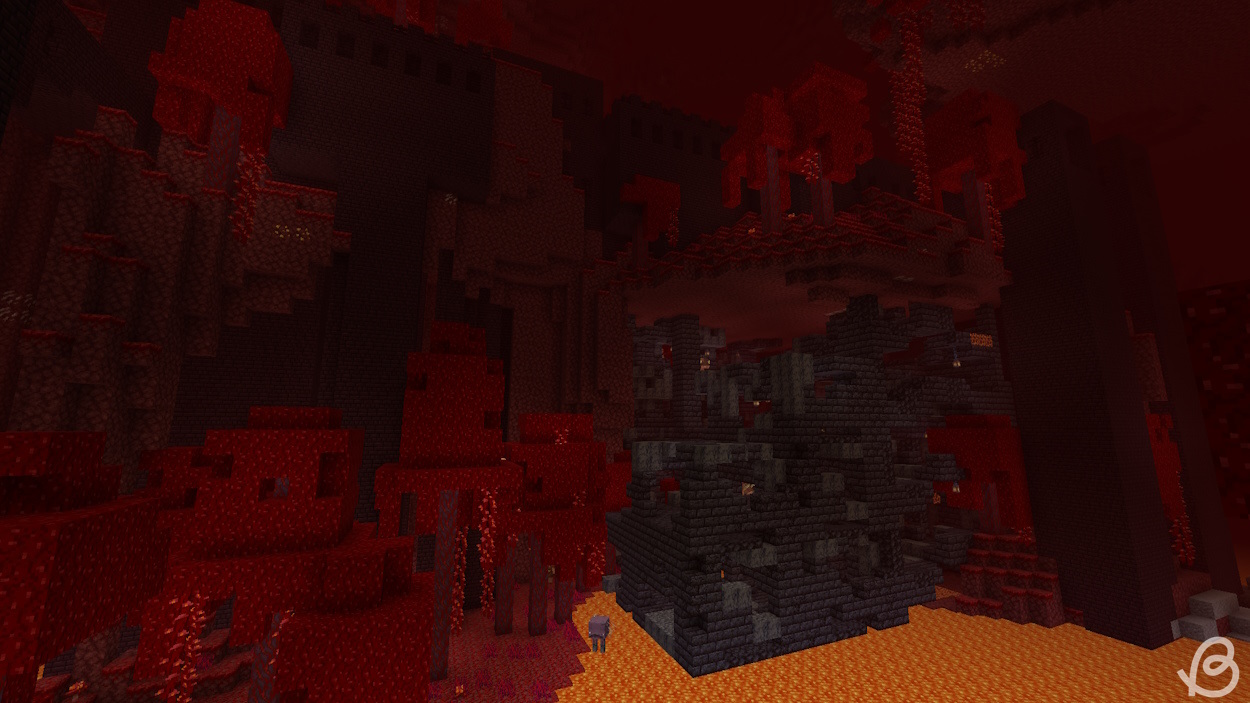 Bastion overlapping a nether fortress