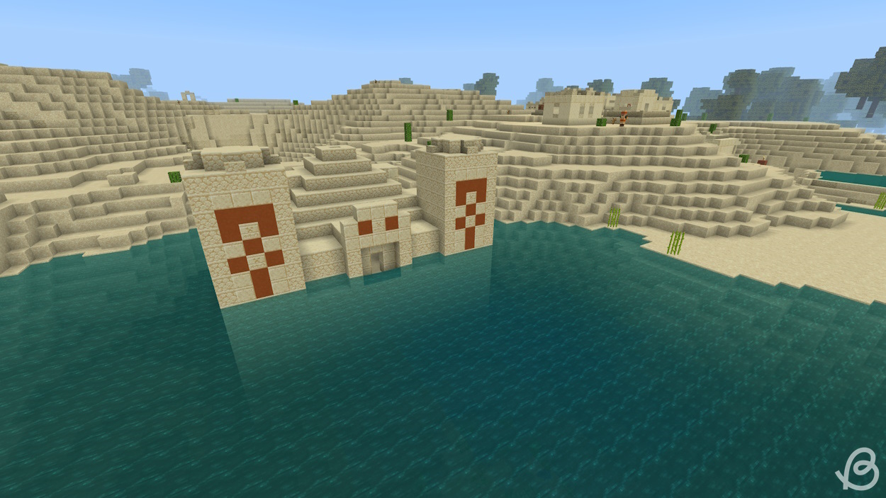 Desert temple generated in the water in this Minecraft survival seed