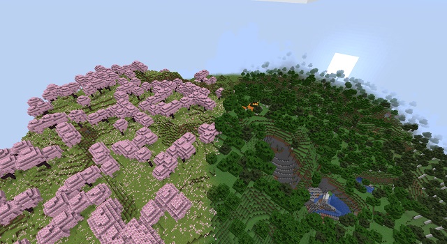 The 50-50 World Cherry Grove Seeds in Minecraft