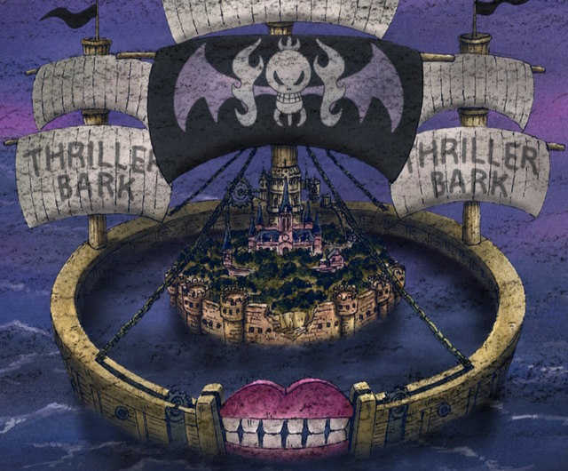 An image of the Thriller Bark pirate ship in One Piece.