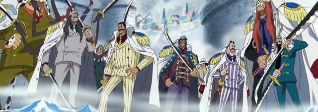 An image of the Vice Admirals in One Piece.