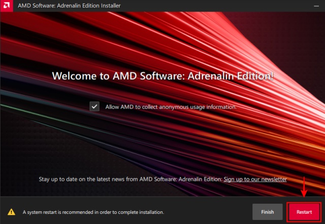 finished installing amd driver