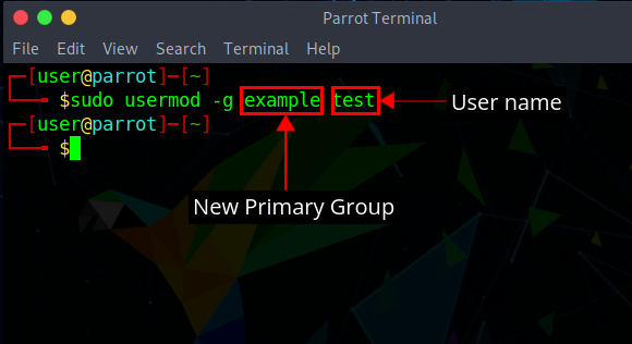 Changing the primary group for the user 