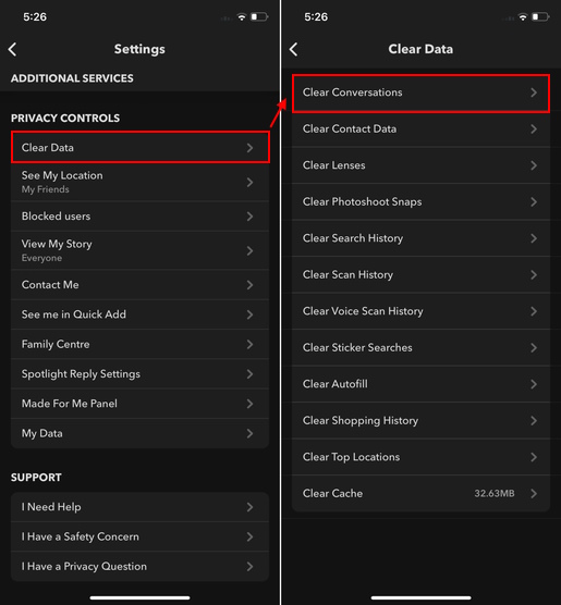 సంభాషణ స్నాప్చాట్ను క్లియర్ చేయండి