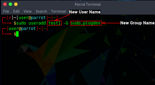 creating new user and adding to groups in single command