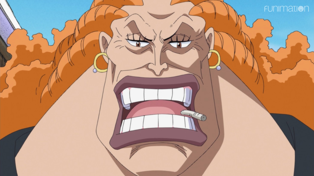 Dadan annoyed in One Piece anime.