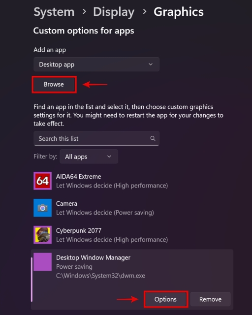 How to Fix Desktop Window Manager High GPU Usage in Windows 10/11 11 selecting preferred graphics card for applications in windows